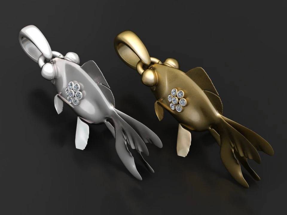 FISH GOLD PENDANT 3D Print Model .c4d .max .obj .3ds .fbx .stl .blend 