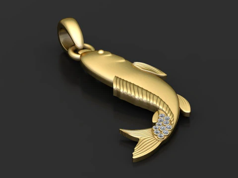 Fish Gold Pendant 3D Print Model