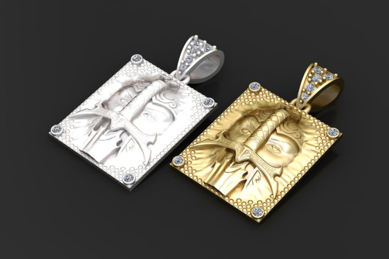 Squar men faces pendant 3D Print Model .c4d .max .obj .3ds .fbx .stl .blend 