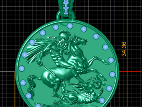 ROUND HOURS GOLD PENDANT Model Cetak 3D