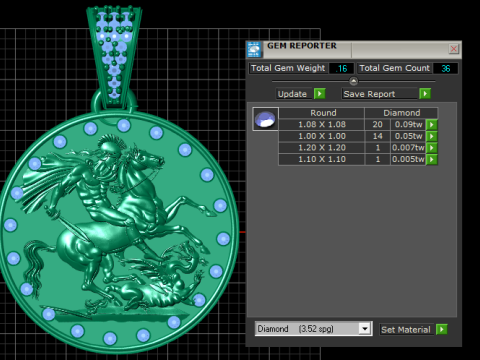 ROUND HOURS GOLD PENDANT Model Cetak 3D