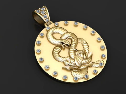 ROUND SNAQE PENDANT 3D Print Model