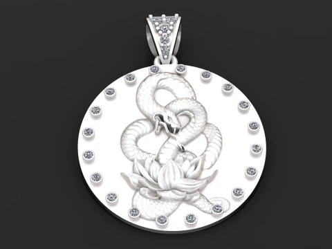ROUND SNAQE PENDANT 3D Print Model