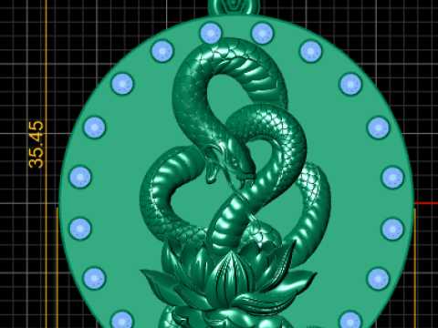 圆形蛇形吊坠 3D 打印模型