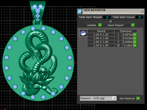 ROUND SNAQE PENDANT 3D Print Model
