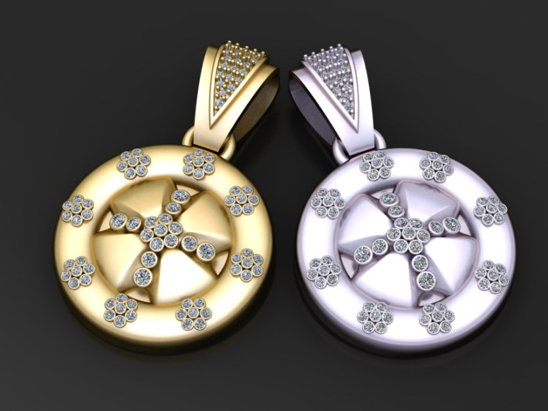 ROUND DIAMOUND GOLD PENDANT 3D Print Model .c4d .max .obj .3ds .fbx .stl .blend
