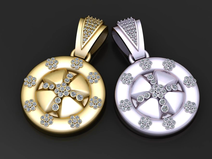 ROUND DIAMOUND GOLD PENDANT 3D Print Model .c4d .max .obj .3ds .fbx .stl .blend