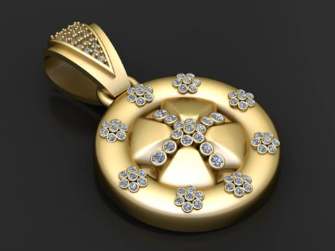 ROUND DIAMOUND GOLD PENDANT 3D Print Model
