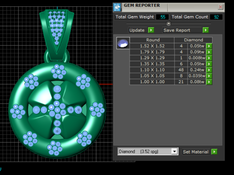 ROUND DIAMOUND GOLD PENDANT 3D Print Model