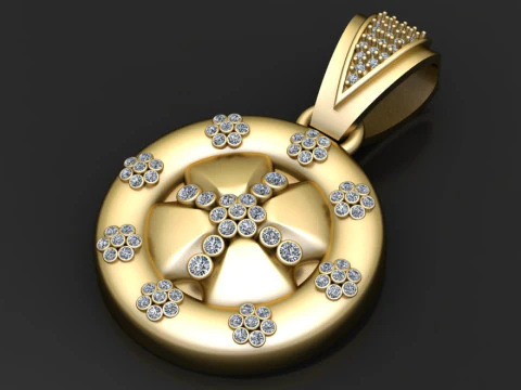 Round Gold Pendant 3D Printable Model 3D Print Model