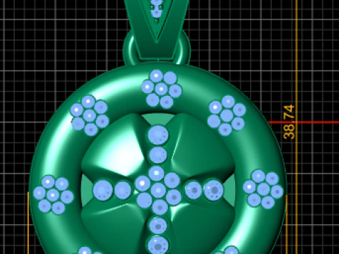 Round Gold Pendant 3D Printable Model 3D Print Model