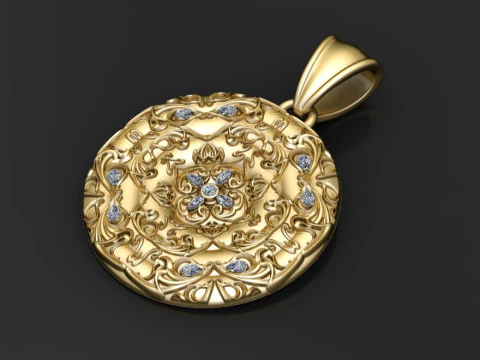 ROUND GOLD PENDANT 3D Print Model