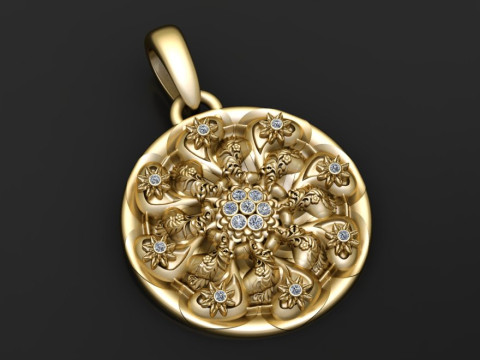 Round Gold Pendant 3D Printable Model 3D Print Model