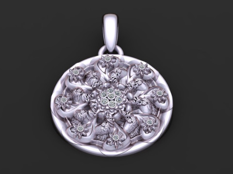 Round Gold Pendant 3D Printable Model Model Cetak 3D
