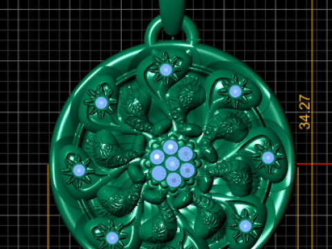 Round Gold Pendant 3D Printable Model Model Cetak 3D
