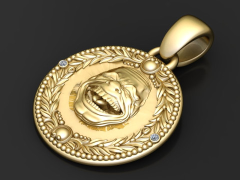 ROUND MEN FACES GOLD PENDANT 3D Druckmodell