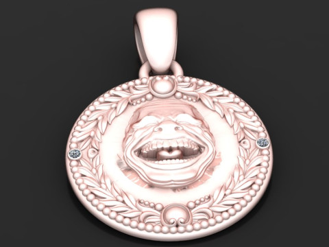 ROUND MEN FACES GOLD PENDANT 3D Druckmodell