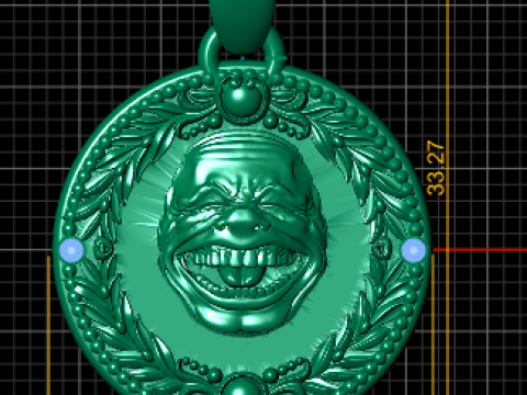 ROUND MEN FACES GOLD PENDANT 3D Druckmodell