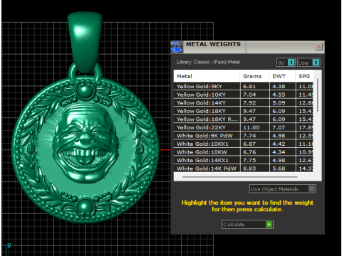 ROUND MEN FACES GOLD PENDANT 3D Druckmodell