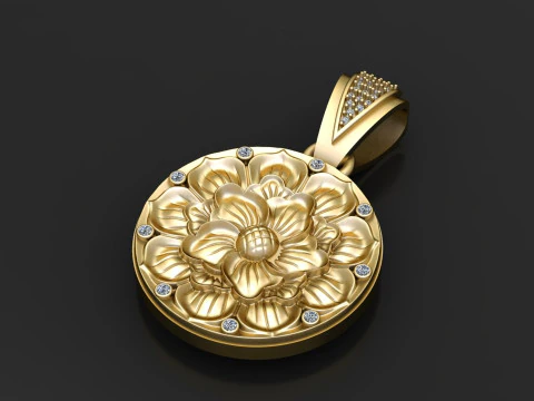 Round Gold Pendant 3D Print Model