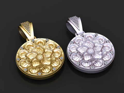 Round Gold Pendant 3D Print Model