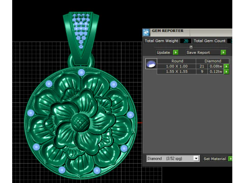 Round Gold Pendant 3D Print Model