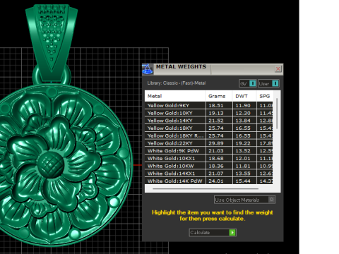 Round Gold Pendant 3Dプリントモデル