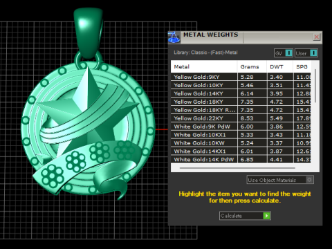 STAR GOLD PENDANT 3D Print Model