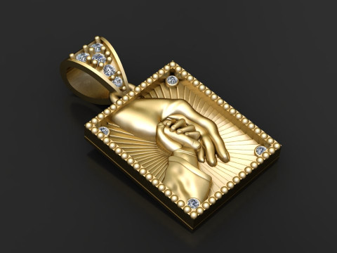 Square Hand Pendant 3D Printable Model 3D प्रिंट मॉडल
