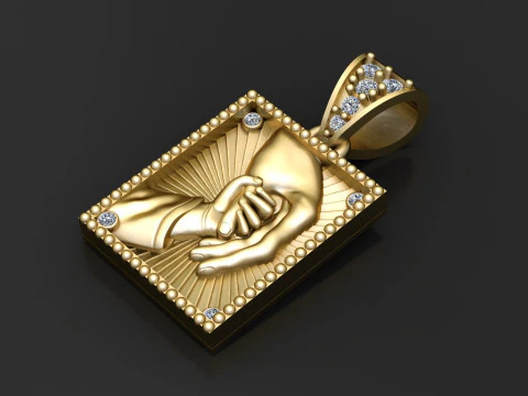 Square Hand Pendant 3D Printable Model 3D Print Model