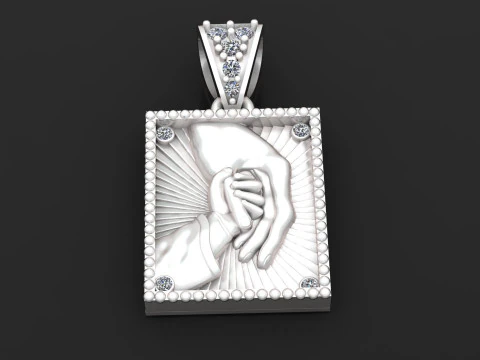 Square Hand Pendant 3D Printable Model 3D Print Model