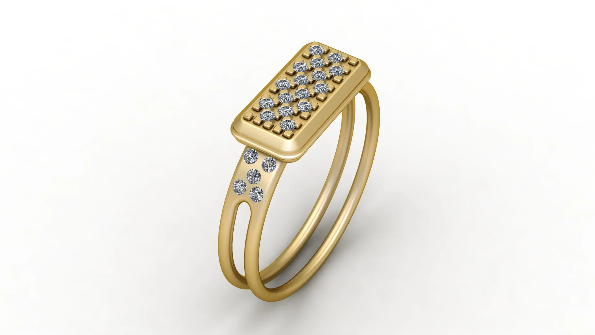 Dual-band gold ring 3D Print Model .c4d .max .obj .3ds .fbx .stl .blend 