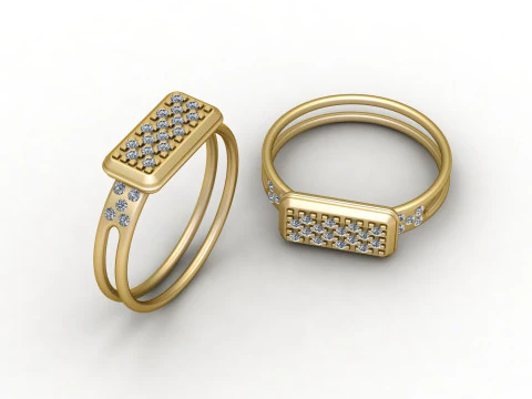 Dual-band gold ring 3D Print Model