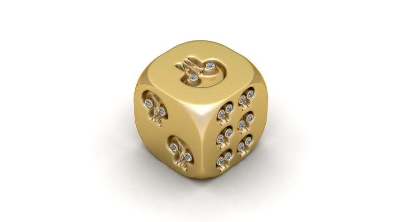 Skull Dice Pendant 3Dプリントモデル .c4d .max .obj .3ds .fbx .stl .blend