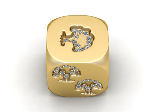 Elephant Skull Dice Model Cetak 3D