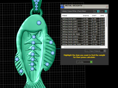 Fish Bone Diamond Pendant 3D Print Model