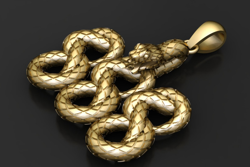 GHOLD SNAKE PENDANT Modello di stampa 3D .c4d .max .obj .3ds .fbx .stl .blend 