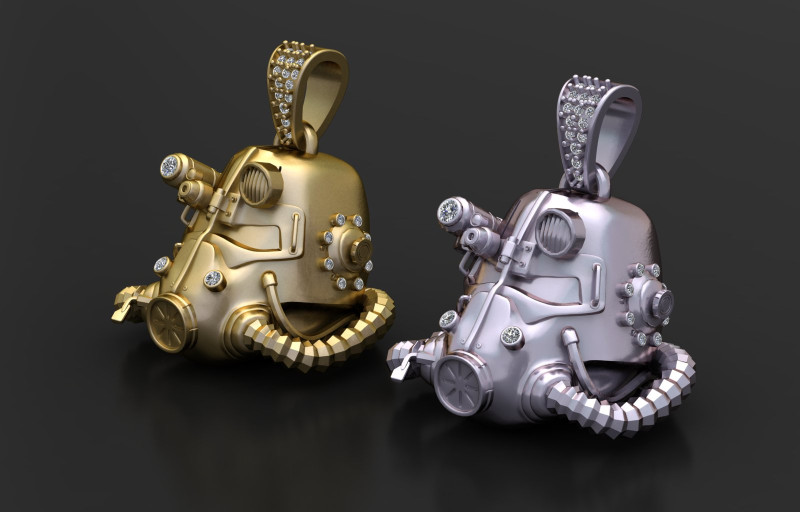 ROBBOT GOLD PENDANT Model Cetak 3D .c4d .max .obj .3ds .fbx .stl .blend