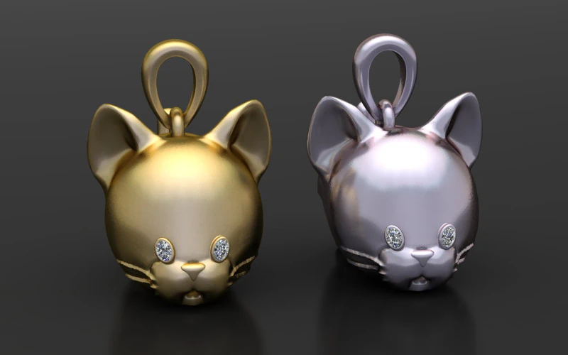 PINGENTE GATO OURO Modelo de Impressão 3D .c4d .max .obj .3ds .fbx .stl .blend 