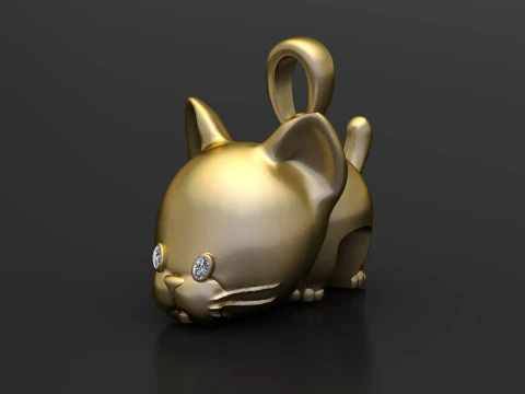 PINGENTE GATO OURO Modelo de Impressão 3D