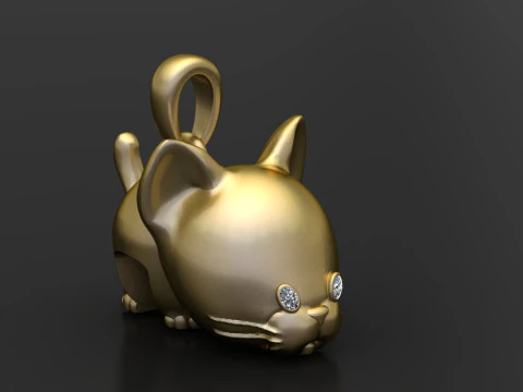 PINGENTE GATO OURO Modelo de Impressão 3D