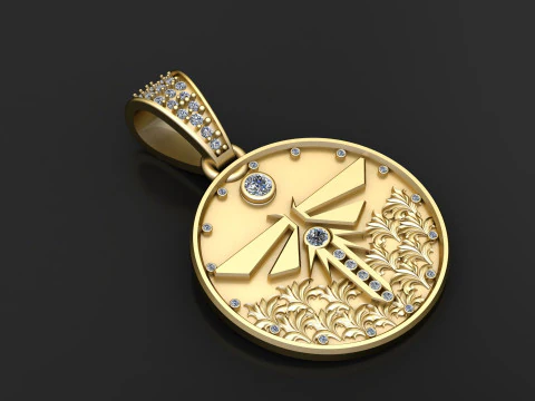 3D ROUND GOLD PENDANT 3D Print Model