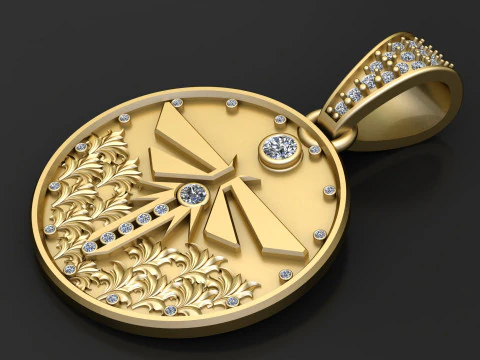 3D ROUND GOLD PENDANT 3D Print Model