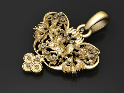 3D GOLD PENDANT 3D Print Model