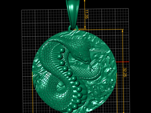 ROUND SNAKE GOLD PENDANT 3D 프린트 모델