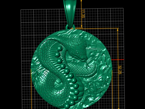 ROUND SNAKE GOLD PENDANT 3D Print Model