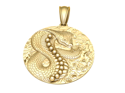 ROUND SNAKE GOLD PENDANT 3D 프린트 모델