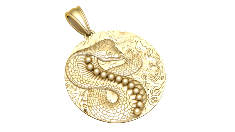ROUND SNAKE GOLD PENDANT 3D 프린트 모델 .c4d .max .obj .3ds .fbx .stl .blend 