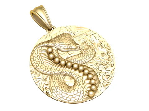 गोल साँप सोने का पेंडेंट 3D प्रिंट मॉडल