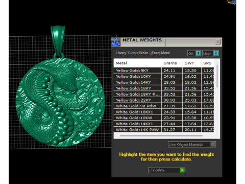 ROUND SNAKE GOLD PENDANT 3D 프린트 모델